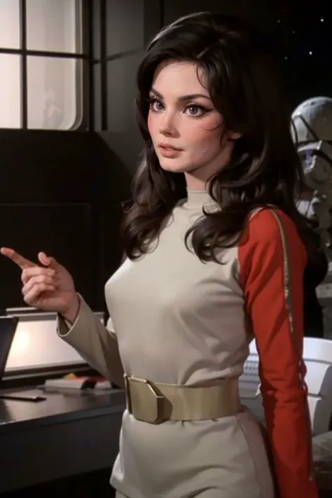 woman is edwigef in s1999unf uniform,red left sleeve,<lora:S1999unf:0.8>,on the moon