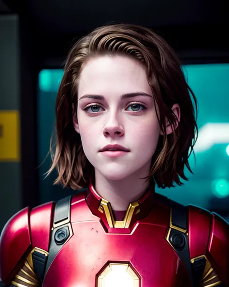 portrait of   kristenstewart0618v2, in the Iron Man suit,  outer space,
high detailed skin, 8k uhd, dslr, soft lighting, high quality, film grain, Fujifilm XT3 sharp focus, f 5.6