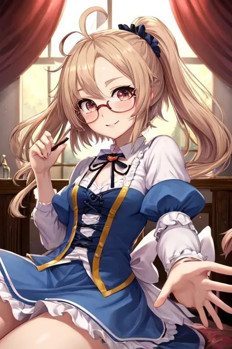 best quality,best quality, best masterpiece,
ahoge,,forehead.
girls..megane.
petite.
scrunchie..
alice.wonderland