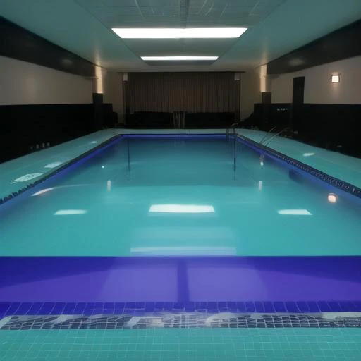 a close up of a swimming pool with a blue and black floor