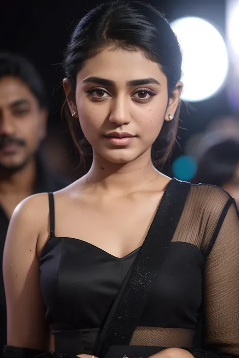 photo of beautiful (priyapvarrier:0.99), a woman as a movie star, freckles, sweater off-shoulders, trousers, at a movie premiere gala, dark moody ambience (masterpiece:1.2) (photorealistic:1.2) (bokeh) (best quality) (detailed skin:1.2) (intricate details)...