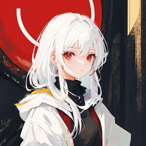 1 girl with white hair and red eyes