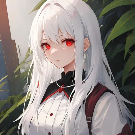 1 girl with white hair and red eyes