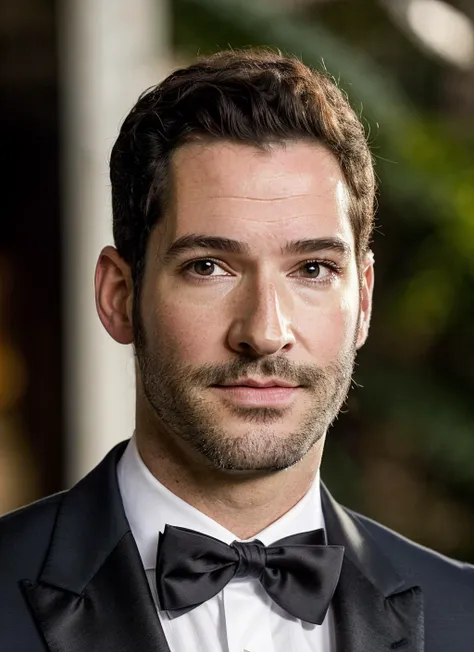 arafed man in a tuxedo and bow tie looking at the camera