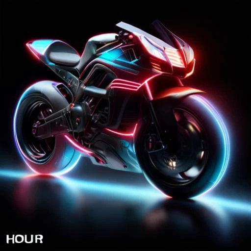 a close up of a motorcycle with a neon light on it