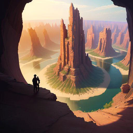 best quality, absurd res, masterpiece, detailed, high-resolution, highly detailed, cinematic lighting, photo,
gigantic canyon, giant crystals, grotto, city under earth, caves, ancient trees, wise bearded man