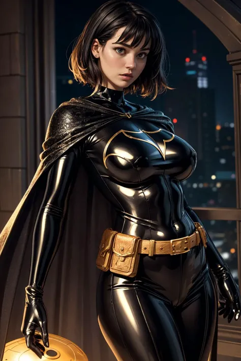 (ultra realistic,32k, masterpiece:1.2),(high detailed skin:1.1),( high quality:1.1), 
<lora:cassandracain-nvwls-v1:0.7>cassandra, black hair, short hair, cape, bodysuit, black bodysuit, belt, belt pouch, black gloves, black pants, shiny latex, , <lora:add_...