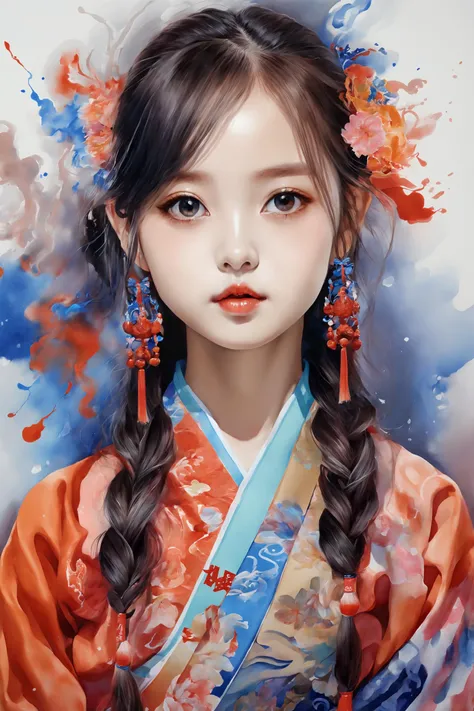 Colorful, multiple colors, intricate detail, splash screen, photorealistic, intricately detailed fluid gouache painting, calligraphy, acrylic, watercolor art,
Masterpiece, best quality, 1girl, <lora:kwFemale_Beta40-SDXL_v1:1>, chinese,waifu