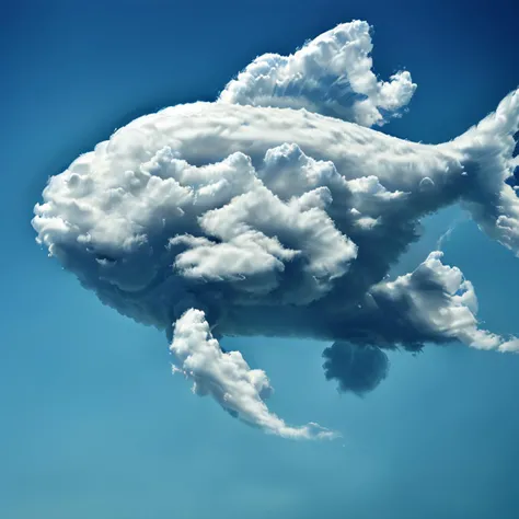 Photorealistic portrait of a cloud shaped like a fish swimming, detailed <lora:Aether_Cloud_v1:1>