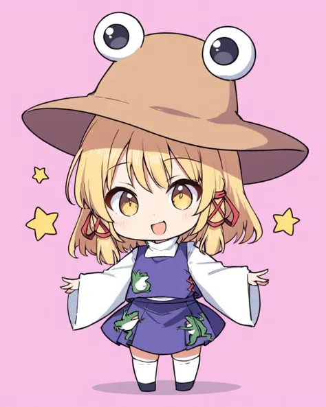 a cartoon girl with a hat and dress and a star