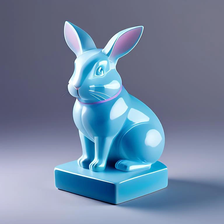 Rabbit shaped statue,Green,Blue, cyan, purple, pink, rich colors,msstyle, <lora:microsoftdesign:0.7>