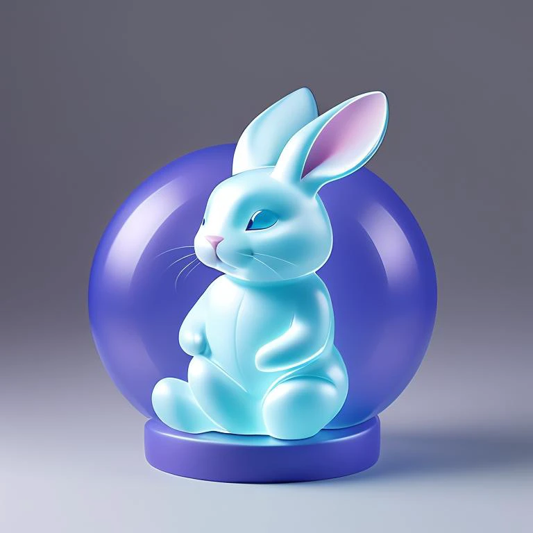 Rabbit Statue Crafts,Green,Blue, cyan, purple, pink, rich colors,msstyle, <lora:microsoftdesign:0.7>