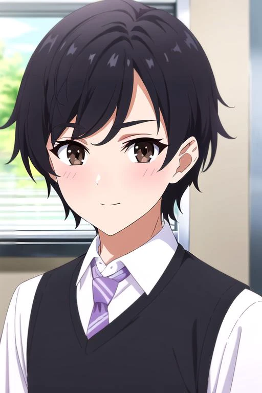 (best quality:1.1), (masterpiece:1.4), game cg, 1boy, solo, male focus, looking at viewer, upper body, depth of field, (watercolor illustration, soft pastel colors:1.1), , <lora:ren_nishina:0.92>, ren_nishina, black hair, brown eyes