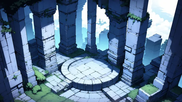 <lora:yltyxsj:1>yltyxcj, scenery, pillar, stairs, no humans, blue theme, column, crystal, ruins, glowing