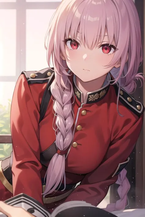 florencenightingale, <lyco:florencenightingale-lyco-nochekaiser:1>,
florence nightingale, pink hair, long hair, (red eyes:1.5), hair braid, sidelocks, folded ponytail, single braid, braid, braided ponytail,
BREAK military, military uniform, uniform, (red u...