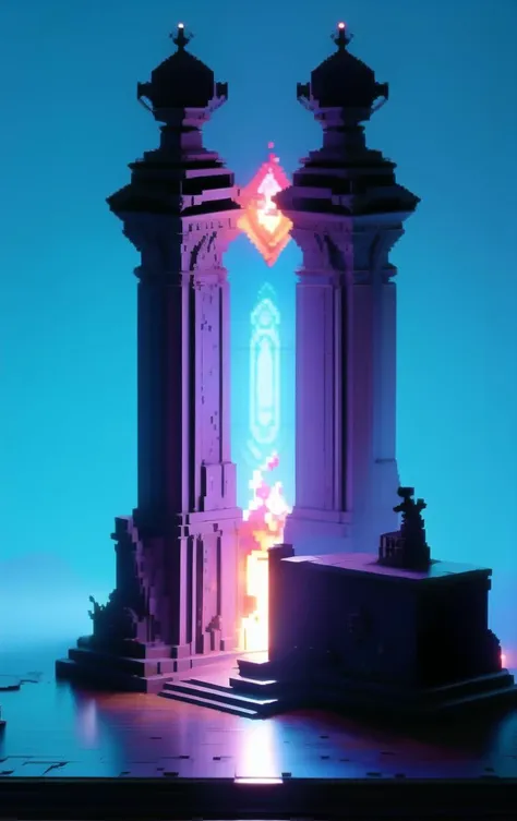 a close up of a clock tower with a neon light on it