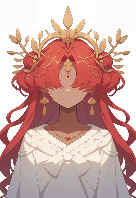 a close up of a woman with long red hair wearing a crown