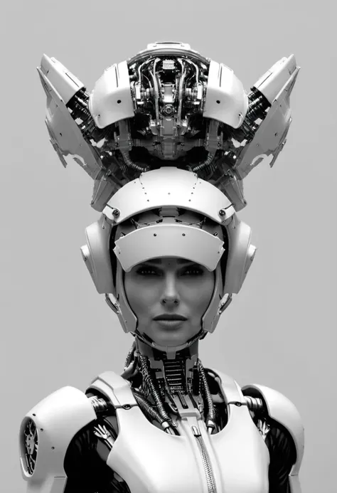 a close up of a robot with a helmet on its head