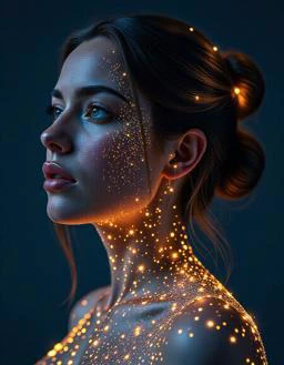 a beautiful woman made of luminous constellations of stars. hyper-realistic, 4k, hdr,,