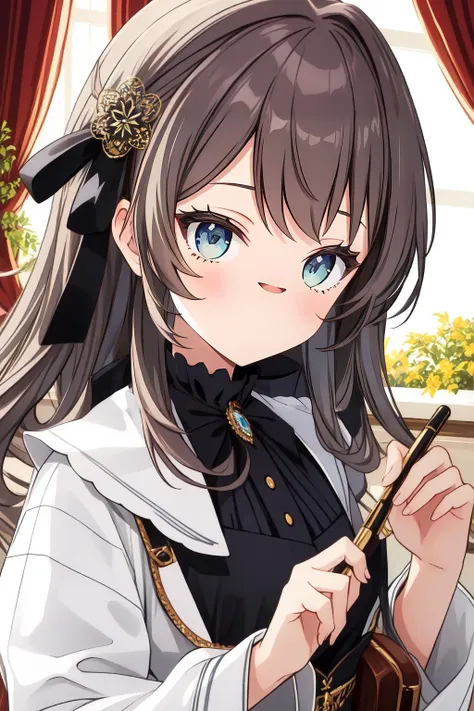 anime girl with long hair and blue eyes holding a wand