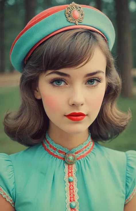 vintage, young, pretty, anaglyph filter