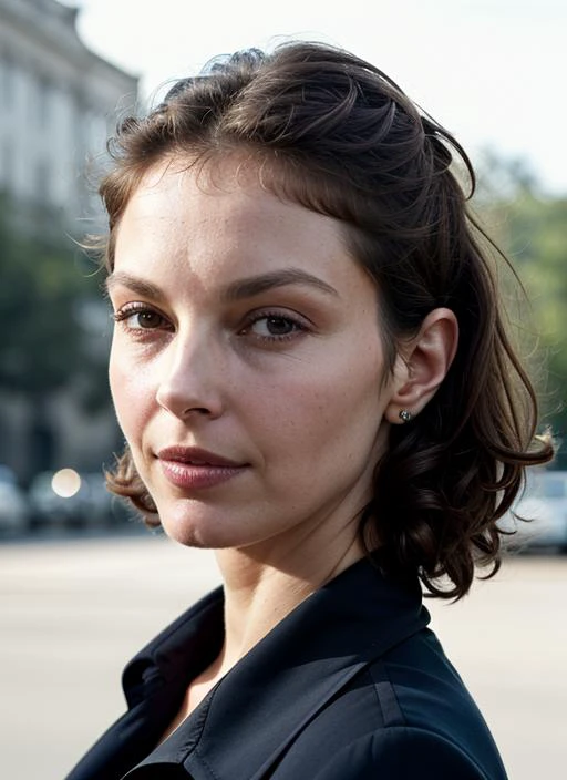 A stunning intricate color close up portrait of (sks woman:1) , wearing Pencil skirt and a blouse, epic character composition, sharp focus, natural lighting, subsurface scattering, f2, 35mm, film grain, , by Peter Lindbergh, <lora:lora-small-ashley-judd-v1...