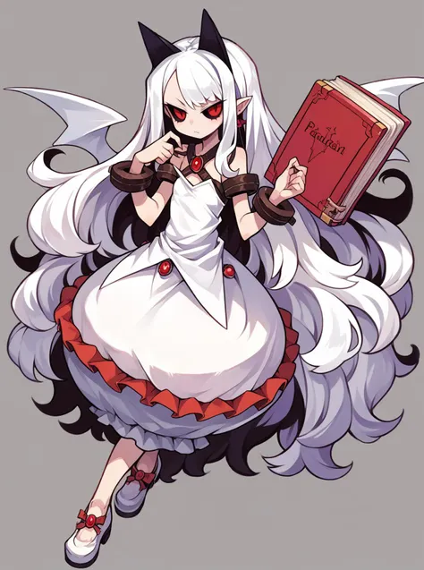 a cartoon image of a woman with white hair and a book