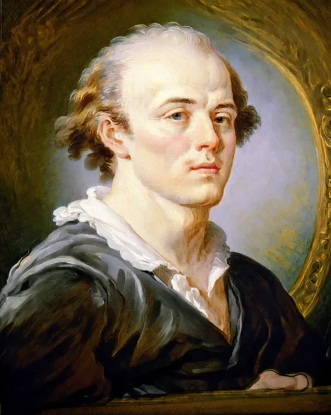 a painting of a man with a white shirt and black shirt