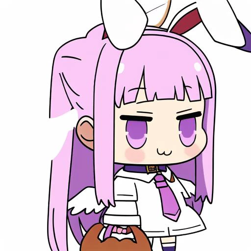 cartoon girl with bunny ears holding a bag and a bag