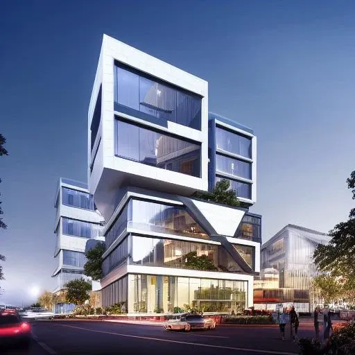 a rendering of a modern building with a lot of windows