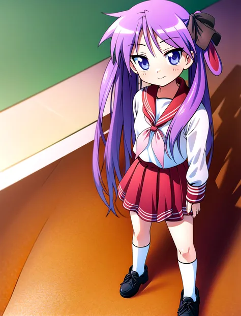 anime girl in a school uniform standing in front of a chalkboard