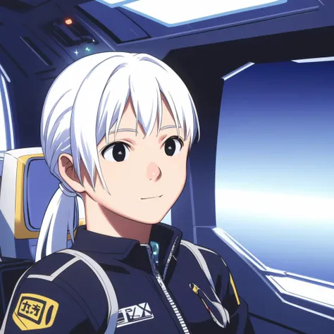 masterpiece, best quality,
vivid colors,
1girl, (solo)
("        ")
glowing hair, white hair, sparkling hair,
black eyes
ponytail
pilot
space station
"       "  
<lora:comiclo:1>