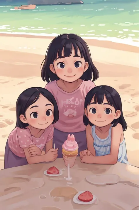 (masterpiece, best quality, detailed:1.5),
(3girls:1.3),three girls having strawberry icecream in the beach,smiling,
<lora:LCM_LoRA_Weights_SD15:1>,<lora:comiclo:0.8>,