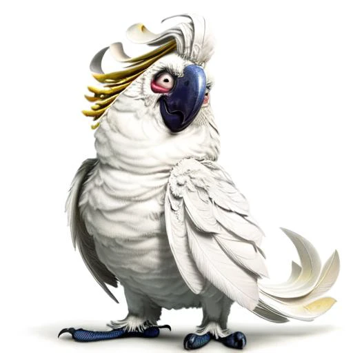 <lora:BirdMovie:0.7> Nigel, cockatoo, best quality, masterpiece, smile, full body, standing, detailed, fluff, feathers, evil smile,