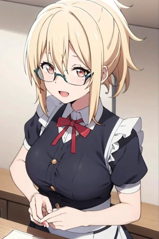 Glasses ,(maid:1.2),middium breasts ,(animeted:1.3) ,