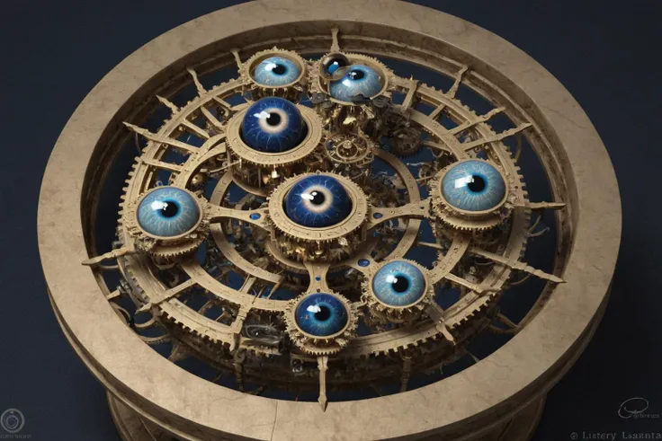 orrery, [cluster of (eyeballs)|gears:0.6]