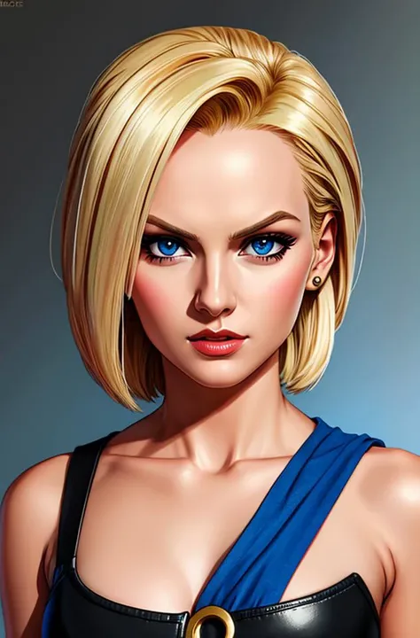 face and bust portrait of android 18, best quality, masterpiece