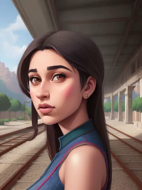 Extremely Detailed Digital CG Art Portrait, art low poly hd logos & icons by umair007 
Abella Danger train station, train rails, outdoors