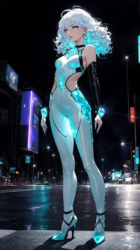 (Layered Depth, Parallax Effect, Soft focus foreground:1.3) (full body photo of woman standing in futuristic city one hand resting on her hip:1.5), (perfect face, photoshoot, studio lighting, couture:1.1), (pale, 24 years old, medium covered breasts, cleav...