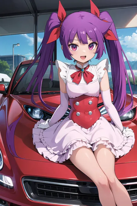 best quality, ultra-detailed, (1girl, solo, <lyco:romin-magical-girl-form-v1:1>, rominmagicalgirlform, :o,), in a car