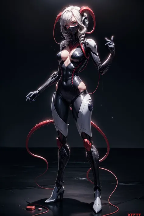 masterpiece, fullbody,standing frontal,best quality, ultra high res, a highly detailed silver xenomorph female,hands up shoot out bionic tentacles,337,22oZT,dark theme, fully clothed, <lora:add_detail:1>