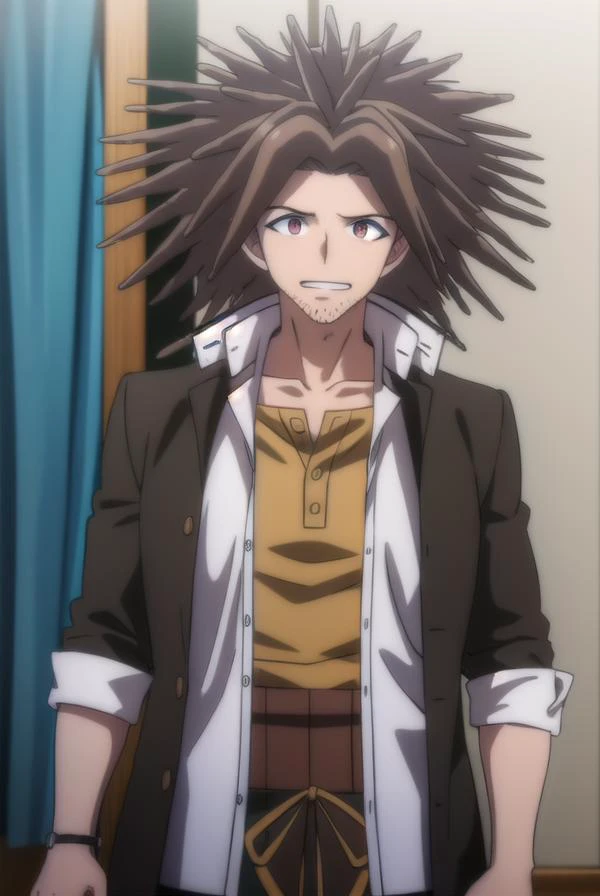 yasuhirohagakure, <lora:yasuhiro hagakure s1-lora-nochekaiser:1>,
yasuhiro hagakure, bangs, brown hair, (brown eyes:1.3), male focus, facial hair, dreadlocks, smile, grin,
BREAK shirt, collarbone, jacket, white shirt, open clothes, collared shirt, open jac...