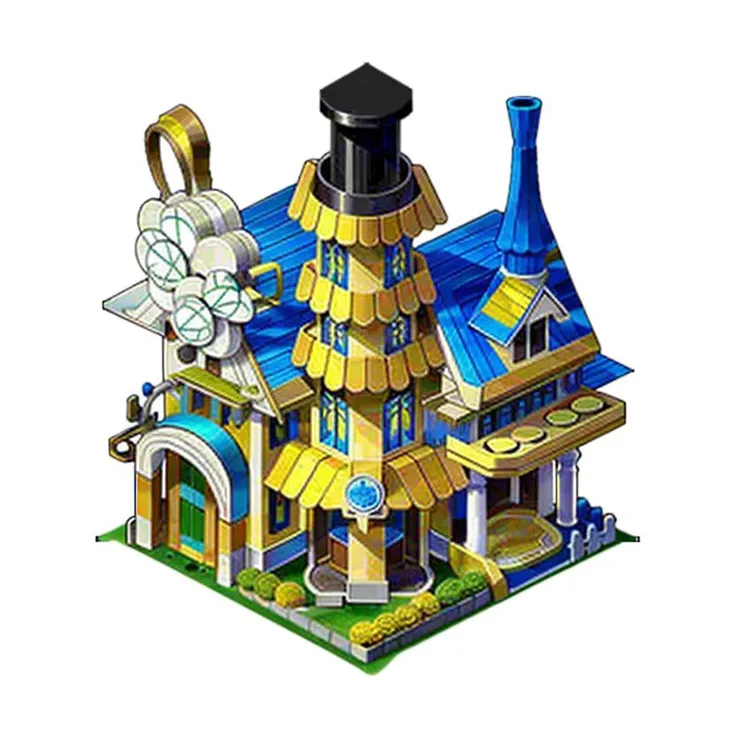 game icon institute, game icon, Qjianzhu,Representing Victorian architecture, this residence showcases exquisite intricate decorations on, white background <lora:game icon institute_Qjianzhu_1:1>