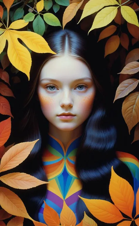 (by Brandon Mably:1.0) , Airbrush painting, portrait, professional, Rule of Thirds,close up of a (20yo of Beauty:1.3) , it is very Glowing, fall roots, Panorama, Classical, Fairy-Tale, 70s Art, specular lighting, 800mm lens, Fujifilm Superia, delicate, pro...