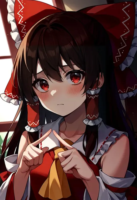 anime girl with red eyes and a red hat holding a piece of paper