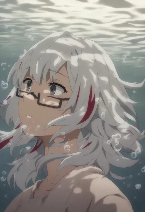 score_9_up score_8_up score_7_up, 1girl,KJOfuyumi, medium hair, streaked hair, multicolored hair, two-tone hair, white hair, grey eyes, semi-rimless eyewear, underwater, floating hair, long hair, air bubble, breath, [dark background::0.2]
<lora:style_yoney...