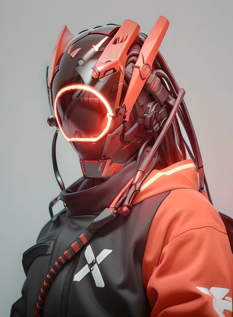 <lora:cyberhelmetWearable_cyberhelmetv02:1>masterpiece, best quality, (a cyborg with a cyberhelmet head and a halo), wearing orange techwear jacket, extramly detailed