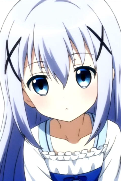 anime girl with long white hair and blue eyes