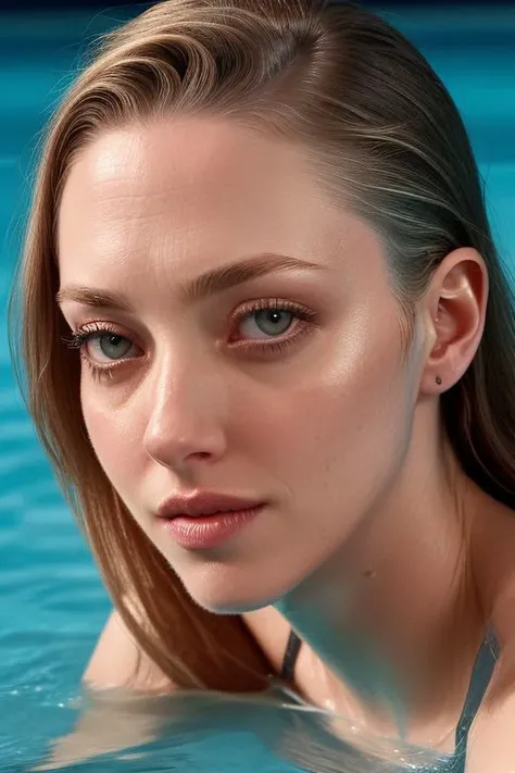 (CR-Amand4Seyfried-Regulus88:0.9), (face closeup:1.2) photo of woman lying in water wearing swimsuit, (undercut hair:1.0), (oiled shiny skin:1.0), (tilted angle shot:1.0),