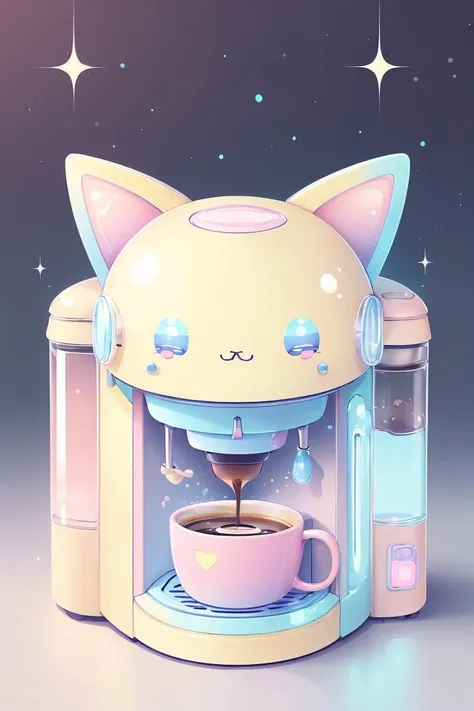 realistic,kawaiitech,pastel color, kawaii, cute colors ,scifi, coffee machine , mug , <lora:KawaiiTech:1>,masterpiece, best quality, high quality,